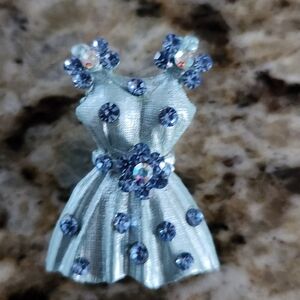 Source Unknown Blue Floral Dress Brooch